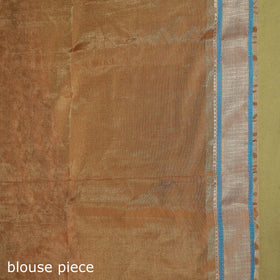 Peach - handloom tissue zari weave silk cotton buti