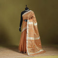 Peach - handloom tissue zari weave silk cotton buti