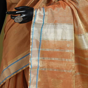 Peach - handloom tissue zari weave silk cotton buti