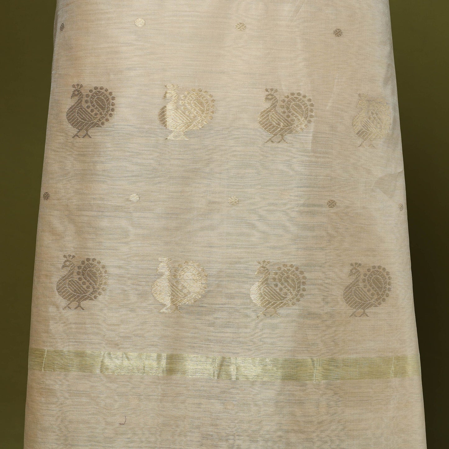 Handloom zari buti chanderi silk 2pc unstitched dress