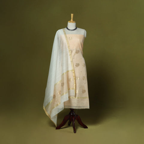 Handloom zari buti chanderi silk 2pc unstitched dress