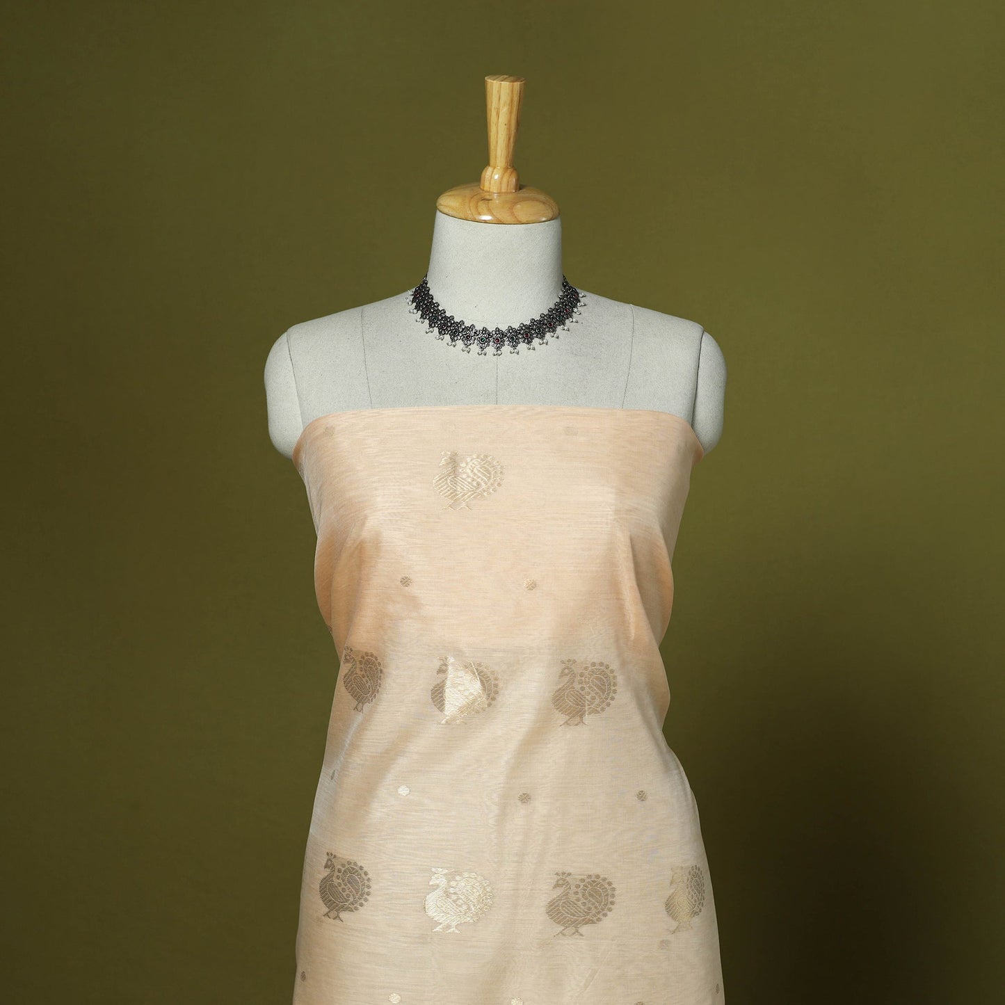 Handloom zari buti chanderi silk 2pc unstitched dress