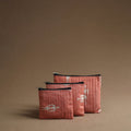 Peach - handmade cotton multipurpose utility pouches (set