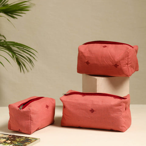  Peach Handmade Cotton Toiletry Bags (Set of 3)