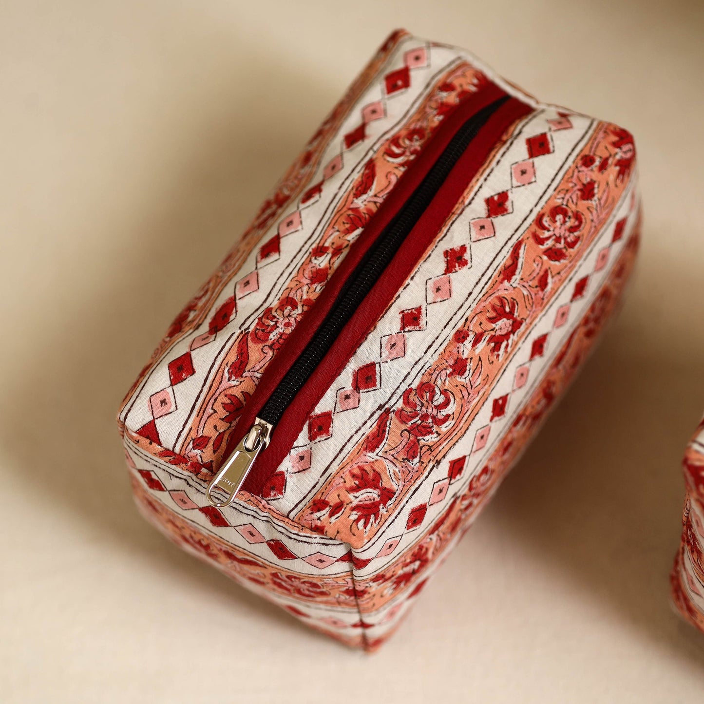  Peach Handmade Cotton Toiletry Bags (Set of 3) 