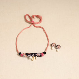 Peach - handmade fabart shell necklace set 25 - handcrafted