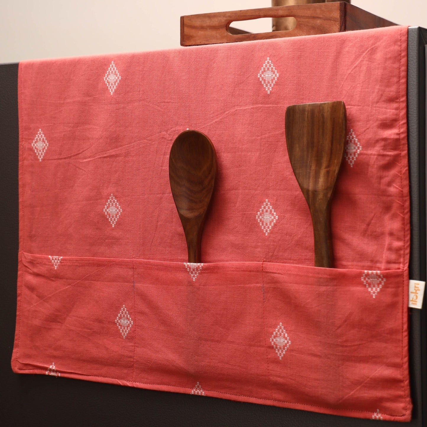 Handmade fridge top cover with multiple pockets 07