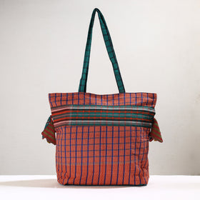   Handmade Gamcha Fabric Kantha Work Tote Bag 