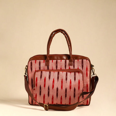  Peach Handmade Pochampally Ikat Laptop Bag