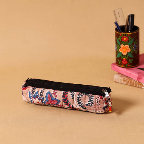 Peach Handmade Quilted Cotton Pencil Pouch