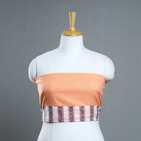 Peach - handmade running stitch plain cotton blouse piece