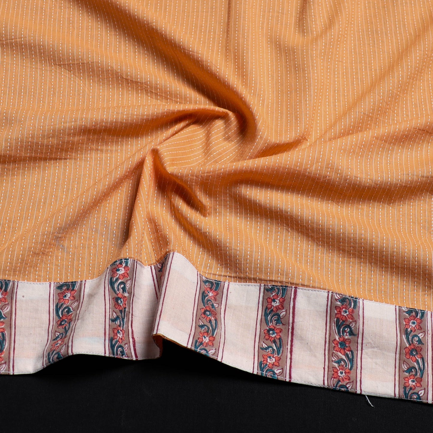 Peach - handmade running stitch plain cotton blouse piece