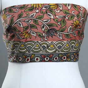 Buy Peach Handpainted Cotton Kalamkari Blouse Piece