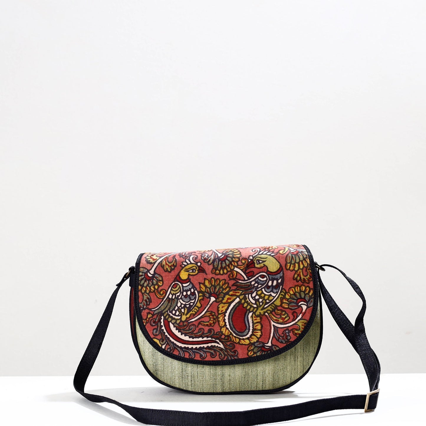  Handpainted Kalamkari Natural Dyed Ghicha Silk Sling Bag 