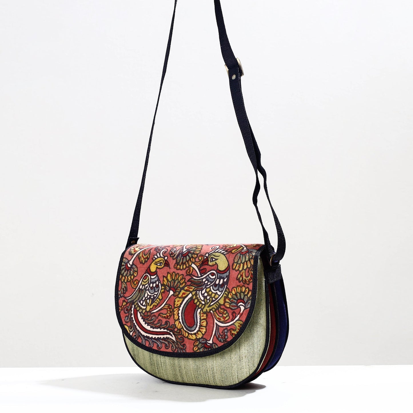  Handpainted Kalamkari Natural Dyed Ghicha Silk Sling Bag 