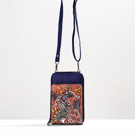 Peach Handpainted Kalamkari Natural Dyed Ghicha Silk Sling Bag