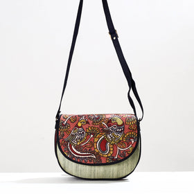  Handpainted Kalamkari Natural Dyed Ghicha Silk Sling Bag 