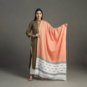 Peach - handspun handloom cotton jamdani dupatta 32