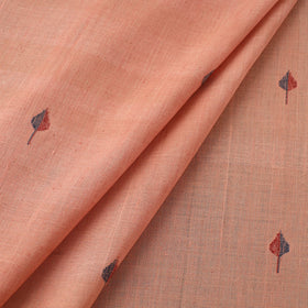 Peach Handspun Handloom Natural Dyed Cotton Jamdani Fabric