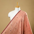 Peach Handspun Handloom Natural Dyed Cotton Jamdani Fabric
