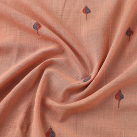 Peach Handspun Handloom Natural Dyed Cotton Jamdani Fabric