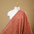 Peach Handspun Handloom Natural Dyed Cotton Jamdani Fabric