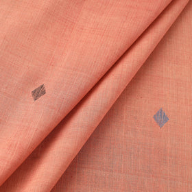 Peach Handspun Handloom Natural Dyed Cotton Jamdani Fabric