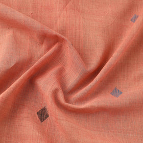 Peach Handspun Handloom Natural Dyed Cotton Jamdani Fabric