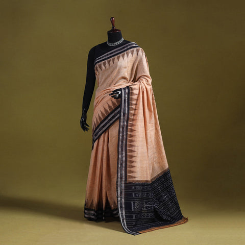 Peach - ikat handloom pure cotton sambalpuri saree 01