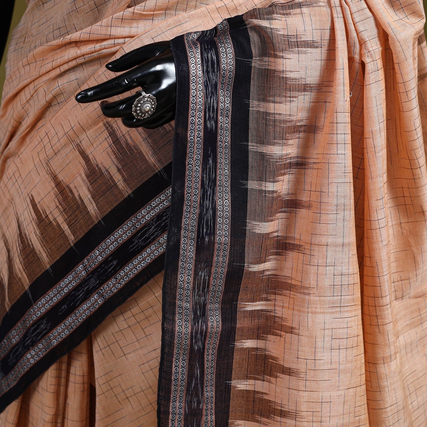 Peach - ikat handloom pure cotton sambalpuri saree 01
