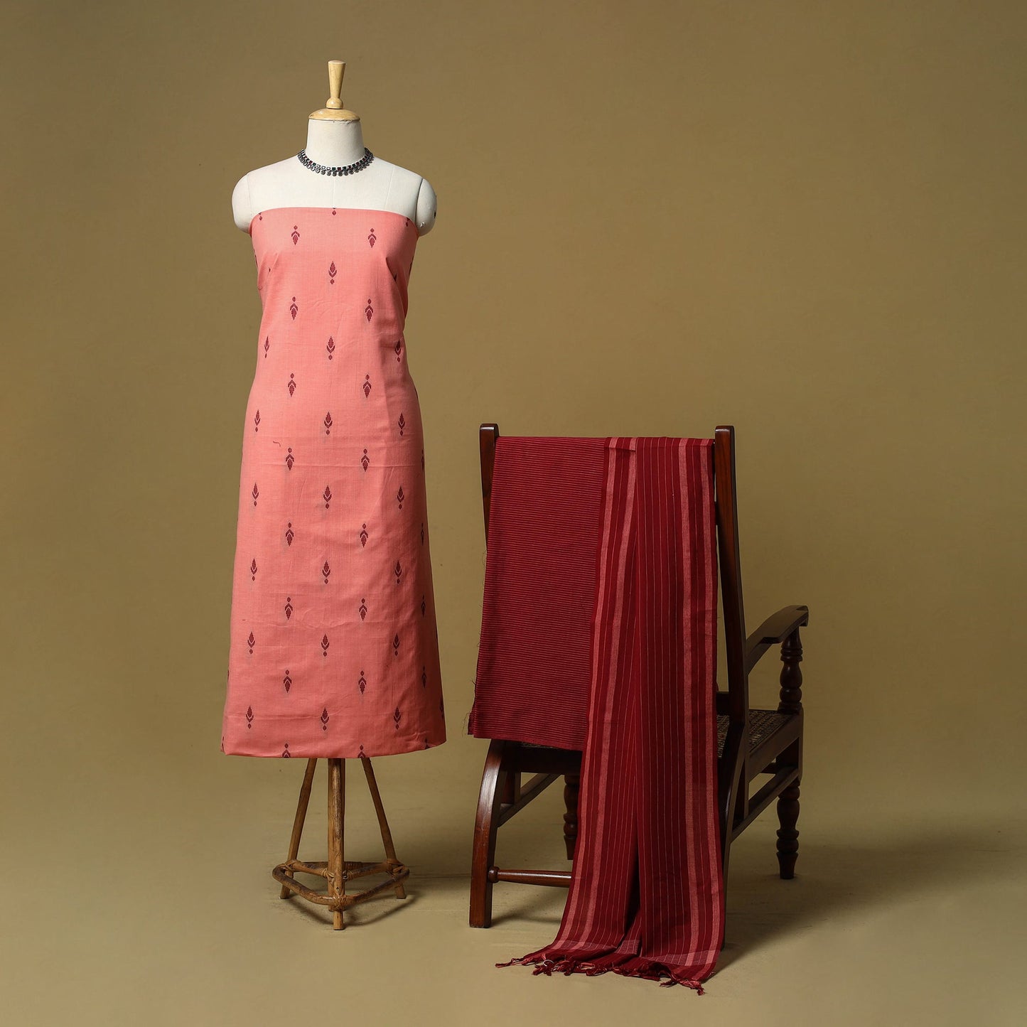 Jacquard cotton 3pc unstitched dress material 07