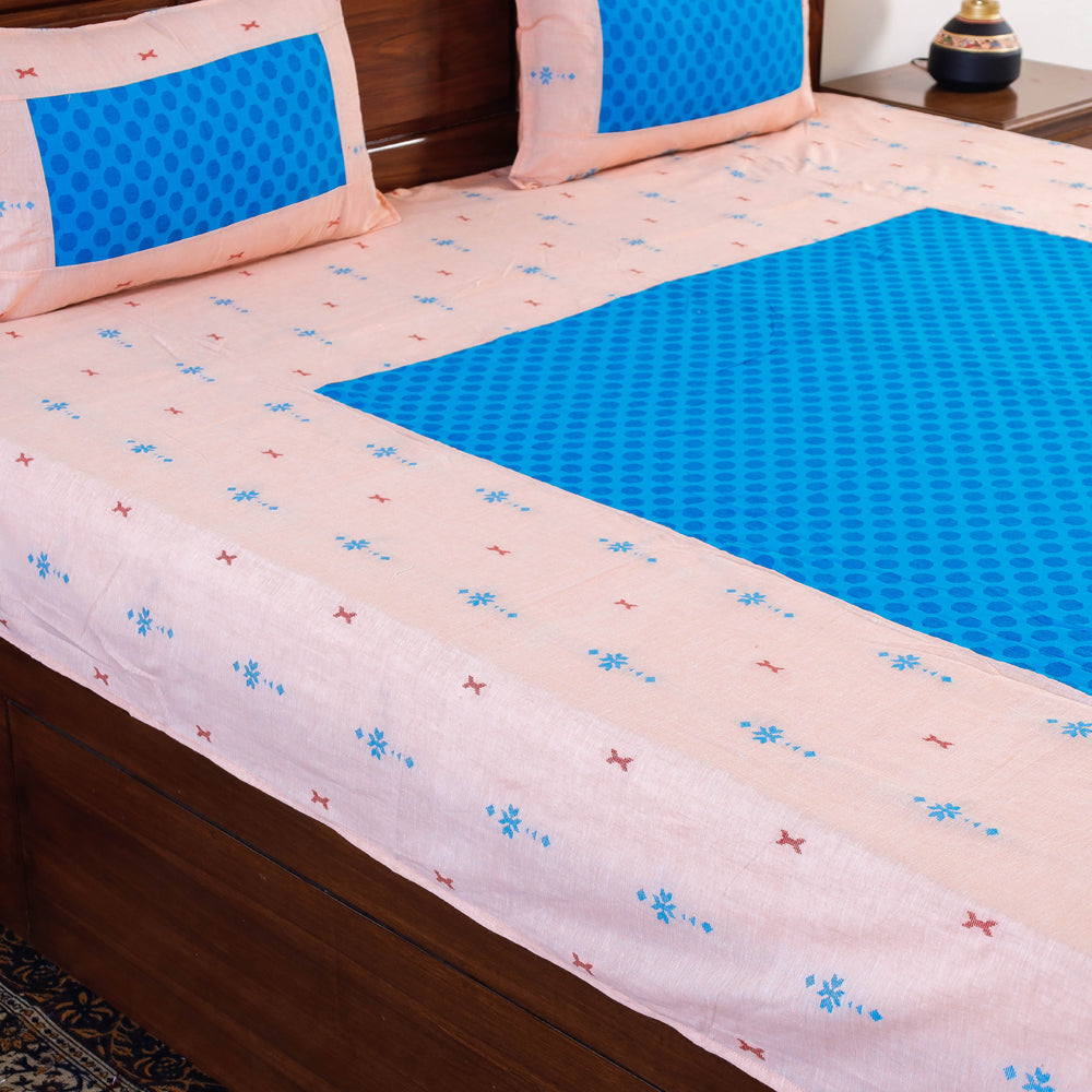  Jacquard Cotton Double Bed Cover with Pillow Covers 