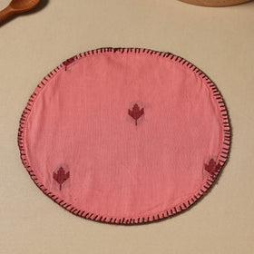  Peach Jacquard Cotton Hand Embroidery Roti Napkin 04