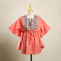Buy Peach Jacquard Cotton Kaftan with Desert Embroidery