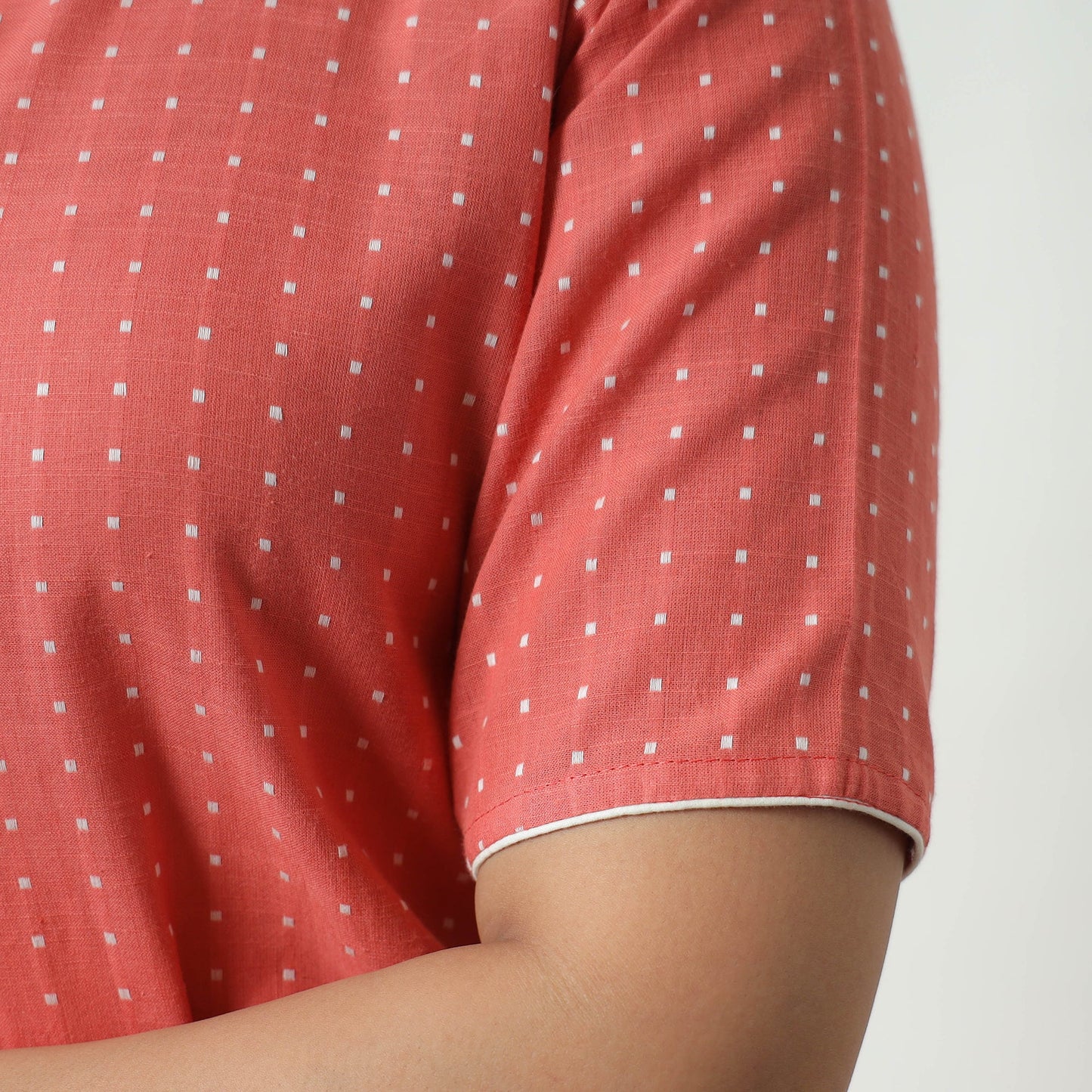 Peach - Jacquard Cotton A-Line Kurta 21