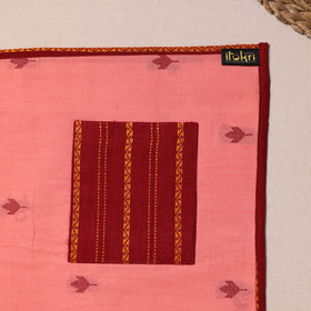 Peach Jacquard Cotton Table Mat With Pocket