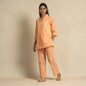 Buy Jacquard Cotton Top & Pyjama Night Suit Set Online at iTokri.com