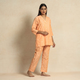 Buy Jacquard Cotton Top & Pyjama Night Suit Set Online at iTokri.com