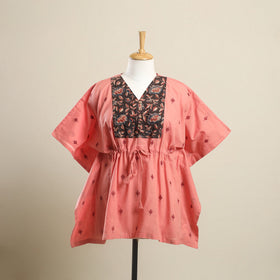 Buy Peach Jacquard Mosaic Fusion Cotton Kaftan