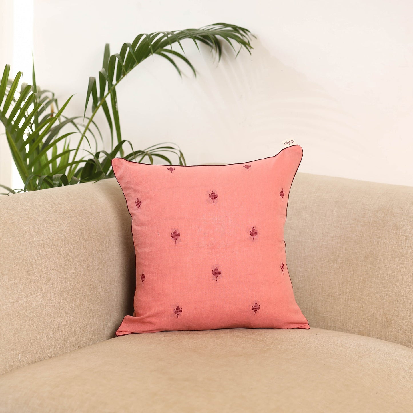 Peach - jacquard weave cushion cover 23 - handcrafted