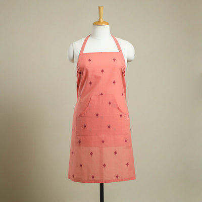 Buy Peach Jacquard Weaving Cotton Apron with Pocket