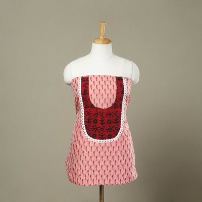 Peach - jaipur patchwork chanderi silk unstitched kurta