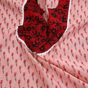 Buy Peach Jaipur Print Patchwork Chanderi Silk Kurta Material (2.3m) 28