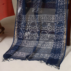 Peach Jamdani Cotton Dress Material with Jewellery Set