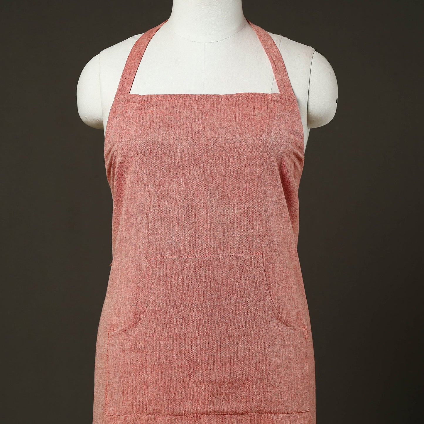 Peach - jhiri handloom cotton apron with pocket 46