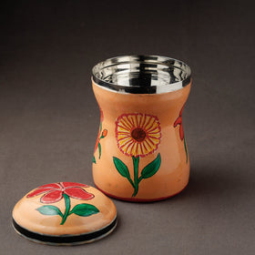Peach Kavad Handpainted Stainless Steel Multi Utility Canister