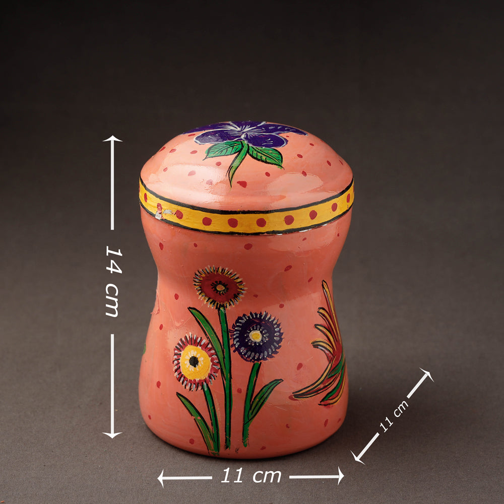 Peach Kavad Handpainted Stainless Steel Multi Utility Canister