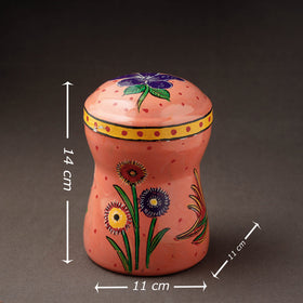 Peach Kavad Handpainted Stainless Steel Multi Utility Canister