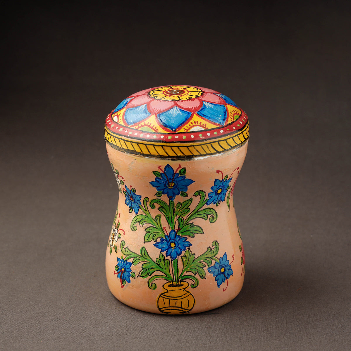 Peach Kavad Handpainted Stainless Steel Multi Utility Canister