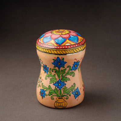 Peach Kavad Handpainted Stainless Steel Multi Utility Canister